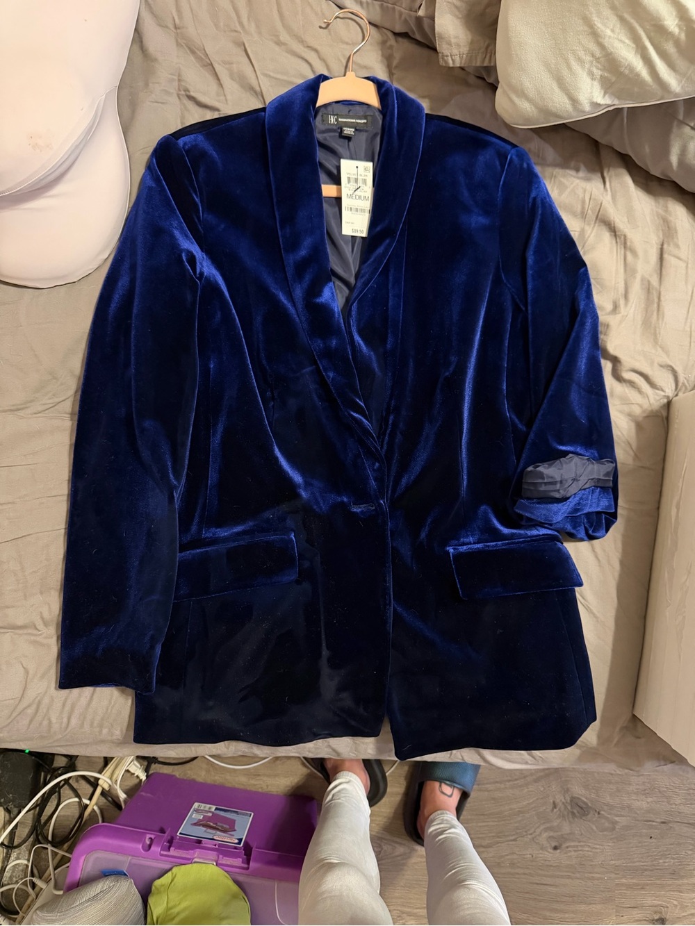 NWOT INC International Concepts Royal Blue Velvet Blazer MEDIUM